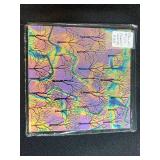 Fused Signed Art Glass Set with Cat and Mouse Plate, Iridescent Square Tray, and Dichroic Glass Tiles