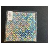 Fused Signed Art Glass Set with Cat and Mouse Plate, Iridescent Square Tray, and Dichroic Glass Tiles