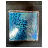 Set of 2 Decorative Fluted Glass Bowls and 7 Holographic Glass Coasters