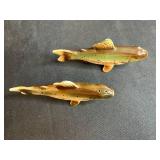 Vintage Decorative Collection: Green Glass Vase, Fenton Pink Milk Glass Vase, Cat and EFCCO Fish Salt & Pepper Shakers