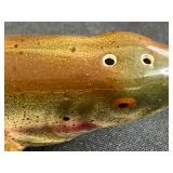 Vintage Decorative Collection: Green Glass Vase, Fenton Pink Milk Glass Vase, Cat and EFCCO Fish Salt & Pepper Shakers