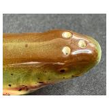 Vintage Decorative Collection: Green Glass Vase, Fenton Pink Milk Glass Vase, Cat and EFCCO Fish Salt & Pepper Shakers