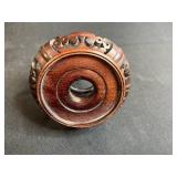 Collection of Vintage Table Clocks, Open Pan Oil Lamps, Glass Mixer, and Carved Wooden Stand