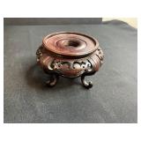 Collection of Vintage Table Clocks, Open Pan Oil Lamps, Glass Mixer, and Carved Wooden Stand