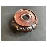 Collection of Vintage Table Clocks, Open Pan Oil Lamps, Glass Mixer, and Carved Wooden Stand