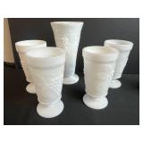 Milk Glass Vases, Vintage Ceramics, and Bunnykins Figurine Collection