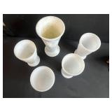 Milk Glass Vases, Vintage Ceramics, and Bunnykins Figurine Collection