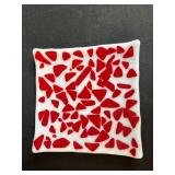 Set of 6 Artistic Signed Glass and Ceramic Trays and Spoons