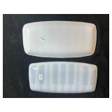 Set of 6 Artistic Signed Glass and Ceramic Trays and Spoons