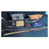 Collection of Vintage Leather Bags, Belts, Wallets, and Accessories