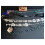 Vintage Accessory Collection with Belts and Sequin Clutch