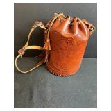 Lot of 4 Fashion Belts and Vintage Embossed Leather Bucket Bag