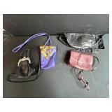 Collection of 4 Leather Crossbody Handbags with Decorative Clasps