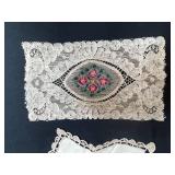 Vintage Linens Collection Including Doilies, Embroidered Mats, and Lace Pieces