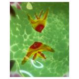 Shawnee Seahorse Flower Frog with Art Pottery Bowl and Fish Motif