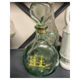 Collection of Vintage Glass Decanters and Oil Lamps