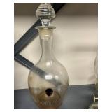 Collection of Vintage Glass Decanters and Oil Lamps