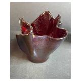 Set of Handcrafted Signed Art Glass Plates and Votive Holders