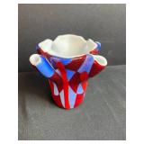 Set of Handcrafted Signed Art Glass Plates and Votive Holders