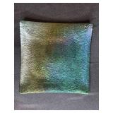 Set of 5 Iridescent Signed Art Glass Plates Assorted Colors