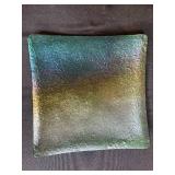 Set of 5 Iridescent Signed Art Glass Plates Assorted Colors