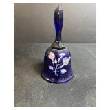 Mixed Glassware Collection with Fruit Bowl, Ruby Glasses, Handpainted Bell, and Framed Art