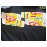 Vintage Kitchenware Collection with Cookie Cutters, Butter Boxes, Glass Dishes, and Decorative Tin