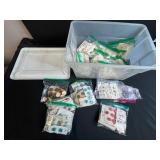 Large Collection of Vintage Buttons on Original Cards in Storage Bin