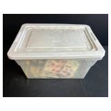 Large Collection of Vintage Buttons on Original Cards in Storage Bin