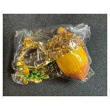 Glass Pumpkin with Little Oak Acorn Ornament in Gift Box