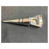 Blenko Handcrafted Green Glass Vase, Blue Art Glass Vase, and Crystal Bottle Stopper Set