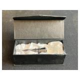 Blenko Handcrafted Green Glass Vase, Blue Art Glass Vase, and Crystal Bottle Stopper Set