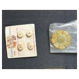 Vintage Tin Filled with Assorted Decorative Buttons and Sewing Notions