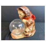 Collection of Vintage Metal Tins, Baby Shoes, Jacks, and Cat with Fishbowl Figurine