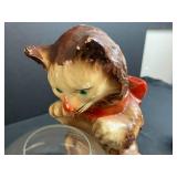 Collection of Vintage Metal Tins, Baby Shoes, Jacks, and Cat with Fishbowl Figurine