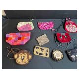Collection of Beaded and Fabric Coin Purses, Pouches, and Small Bags