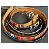 Collection of Vintage Pill Boxes Inc "Red Hat" and Western Style Leather Belts