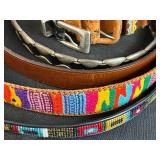 Collection of Vintage Pill Boxes Inc "Red Hat" and Western Style Leather Belts