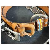 Collection of Vintage Pill Boxes Inc "Red Hat" and Western Style Leather Belts