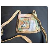 Collection of 4 Vintage and Designer Purses Including Anuschka, The Sak, and Wooden Handbag