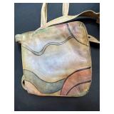 Collection of 4 Vintage and Designer Purses Including Anuschka, The Sak, and Wooden Handbag