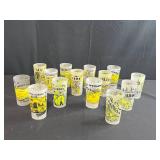 Set of 13 Vintage State Souvenir Frosted Drinking Glasses