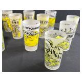 Set of 13 Vintage State Souvenir Frosted Drinking Glasses