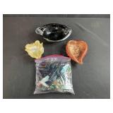 Lot of Art Glass Bowls and Assorted Fused Glass Pieces