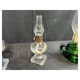 Collection of 8 Vintage Miniature Oil Lamps Assorted Glass Designs