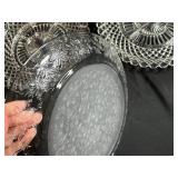 Set of 3 Vintage Glass Serving Plates Mixed Patterns