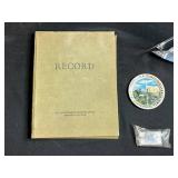 Minnesota Collectibles Lot with Sailboat Sculpture, Centennial Plaque, and Record Book