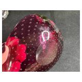 Art Glass Collection with Fostoria Goblet, Pink-Green Vase, and Heart Paperweight