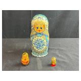 Set of 3 Russian Nesting Dolls Hand-Painted Matryoshka