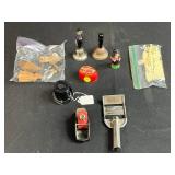Assorted Vintage Collectibles Lot with Magic Hat, Bells, Mini Plane, and Figurines